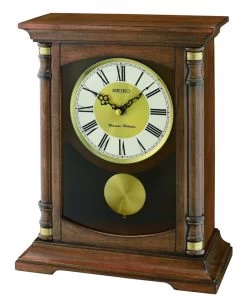 Seiko Westminster And Whittington Chimes Pendulum Mantel Clock QXQ034B