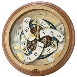 Seiko Melodies In Motion Brown Wooden Case Musical Wall Clock QXM381B -Fashion Watch Shop qxm381b 2 62636.1572068396