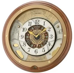 Seiko Melodies In Motion Brown Wooden Case Musical Wall Clock QXM381B
